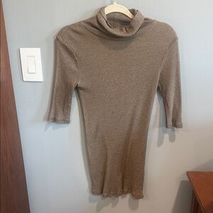 Michael Stars Taupe Ribbed Turtleneck